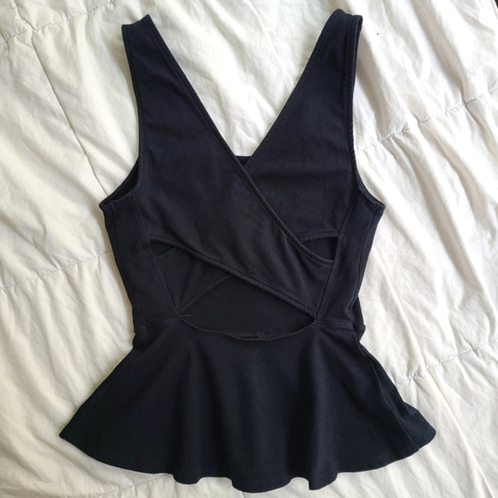 Express Criss Cross Back Peplum Tank Top